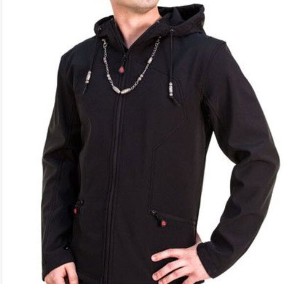 Abby Shot Men's Black Hooded Kingdom Jacket Size L NWT - Picture 1 of 13